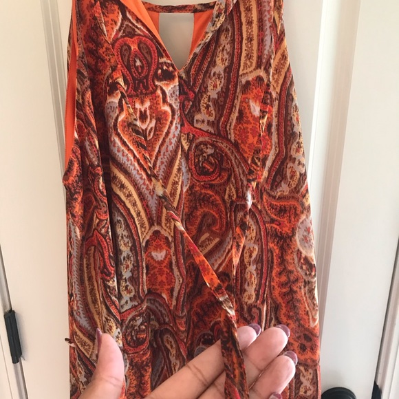 Casee’s Midi Handkerchief Style Women's Dress 2X Orange Multiclor - Picture 5 of 6